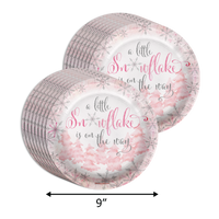 Little Snowflake on The Way Girl's Baby Shower Party Supplies 64 Piece Tableware Set Includes Large 9" Paper Plates Dessert Plates, Cups and Napkins Kit for 16