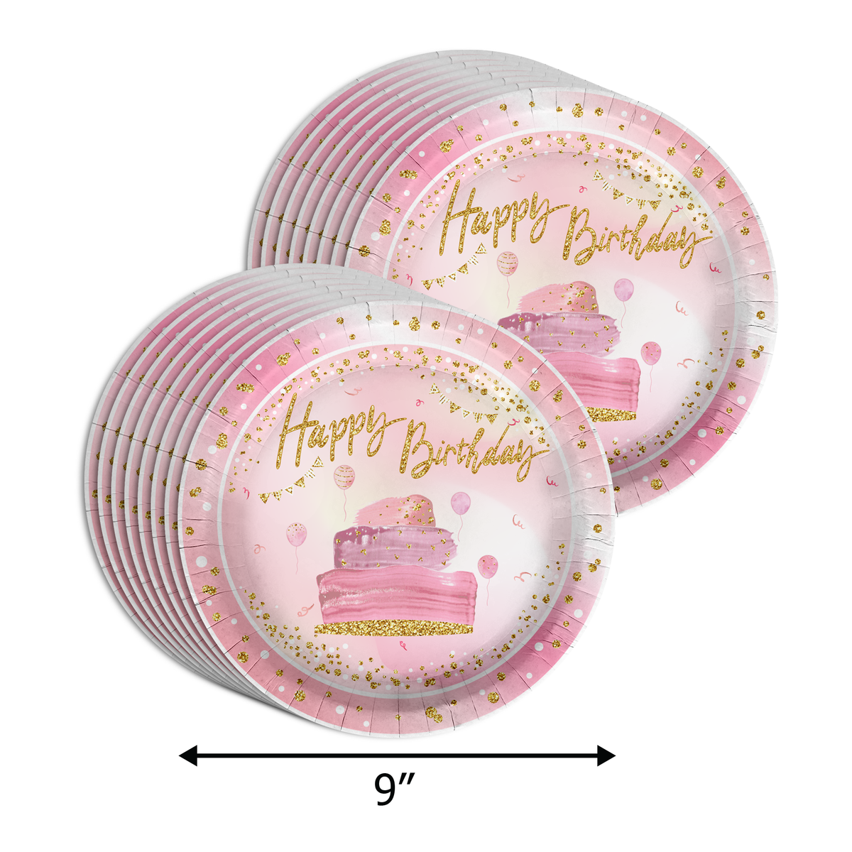 Pink and Gold 40th Birthday Party Tableware Kit For 16 Guests 64 Piece