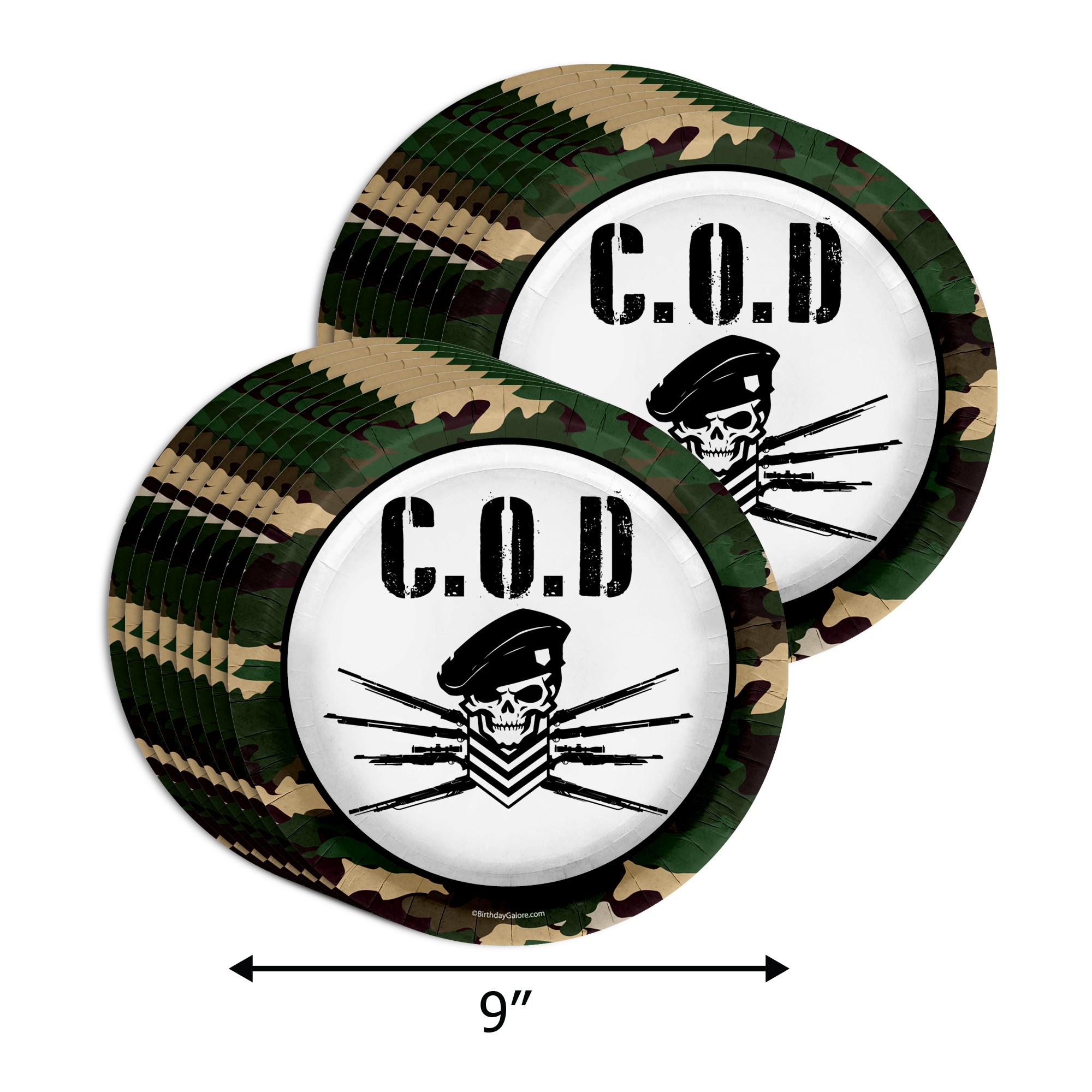 COD Call to Duty Military Game Birthday Party Supplies 64 Piece Tableware Set Includes Large 9" Paper Plates Dessert Plates, Cups and Napkins Kit for 16