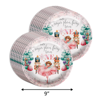 Sugarplum Fairy Turns One 1st Birthday Party Supplies 64 Piece Tableware Set Includes Large 9" Paper Plates Dessert Plates, Cups and Napkins Kit for 16