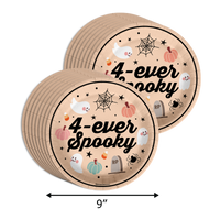 Four Ever Spooky 4th Birthday Party Supplies 64 Piece Tableware Set Includes Large 9" Paper Plates Dessert Plates, Cups and Napkins Kit for 16