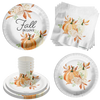 Fall in Love Bridal Shower Party Supplies 64 Piece Tableware Set Includes Large 9" Paper Plates Dessert Plates, Cups and Napkins Kit for 16