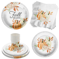 Fall in Love Bridal Shower Party Supplies 64 Piece Tableware Set Includes Large 9" Paper Plates Dessert Plates, Cups and Napkins Kit for 16