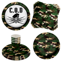 COD Call to Duty Military Game Birthday Party Supplies 64 Piece Tableware Set Includes Large 9" Paper Plates Dessert Plates, Cups and Napkins Kit for 16