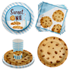 Sweet One Milk and Cookies 1st Birthday Paper Plates - 64 Piece Tableware Set Includes Large 9" Paper Plates Dessert Plates, Cups and Napkins Kit for 16