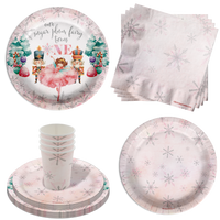 Sugarplum Fairy Turns One 1st Birthday Party Supplies 64 Piece Tableware Set Includes Large 9" Paper Plates Dessert Plates, Cups and Napkins Kit for 16