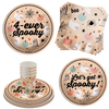 Four Ever Spooky 4th Birthday Party Supplies 64 Piece Tableware Set Includes Large 9" Paper Plates Dessert Plates, Cups and Napkins Kit for 16