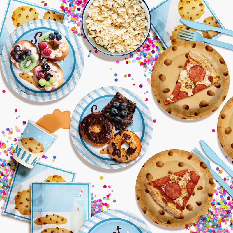 Sweet One Milk and Cookies 1st Birthday Paper Plates - 64 Piece Tableware Set Includes Large 9" Paper Plates Dessert Plates, Cups and Napkins Kit for 16