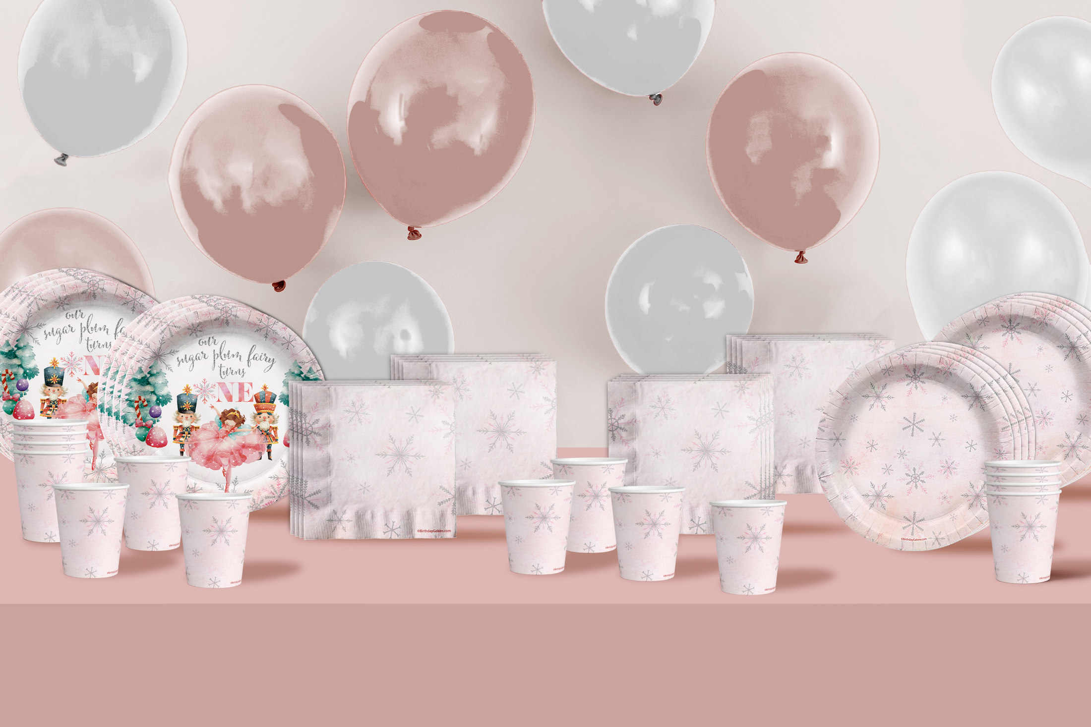 Sugarplum Fairy Turns One 1st Birthday Party Supplies 64 Piece Tableware Set Includes Large 9" Paper Plates Dessert Plates, Cups and Napkins Kit for 16