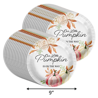 Little Pumpkin on the Way Girl Baby Shower Party Supplies Large 9" Paper Plates in Bulk 32 Piece