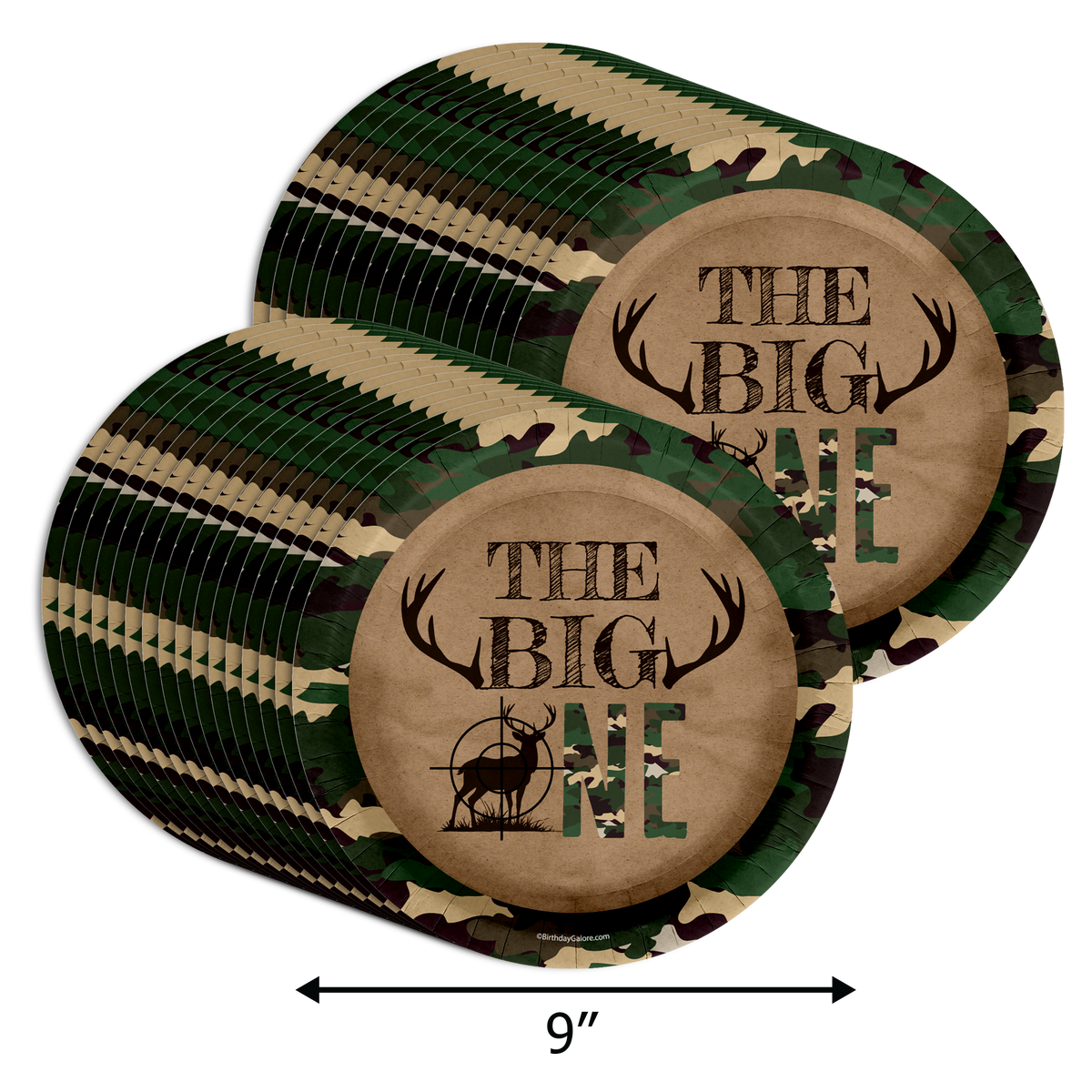 The Big One Buck Hunter 1st Birthday 9" Dinner Plates 32 Count