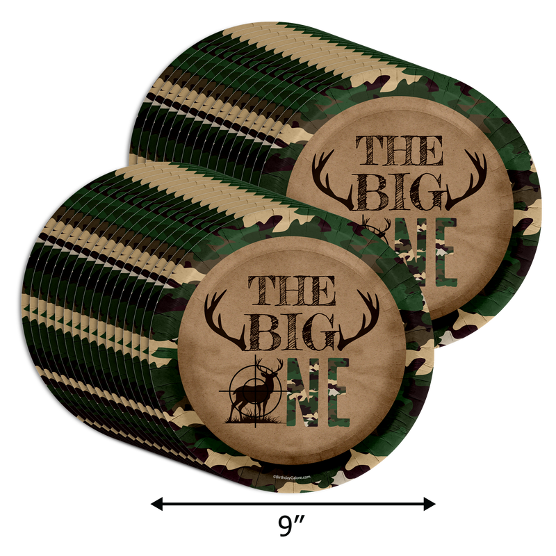 The Big One Buck Hunter 1st Birthday 9" Dinner Plates 32 Count