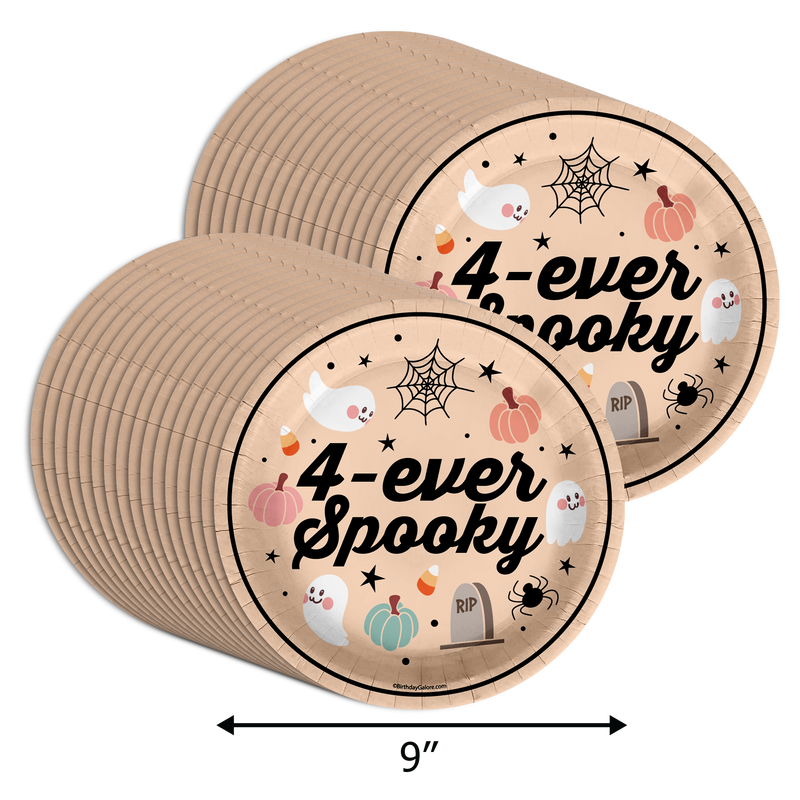 Four Ever Spooky 4th Birthday 9" Dinner Plates 32 Count