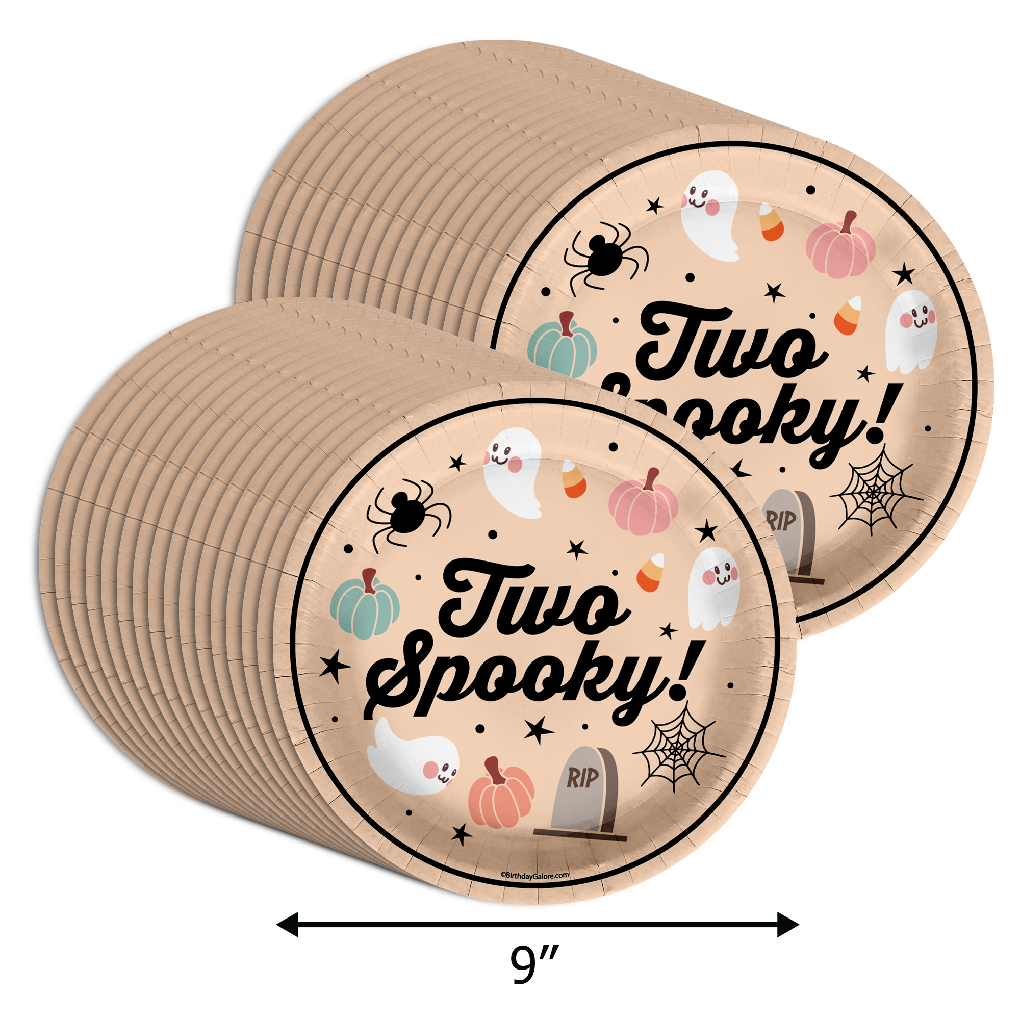 Two Spooky 2nd Birthday 9" Dinner Plates 32 Count