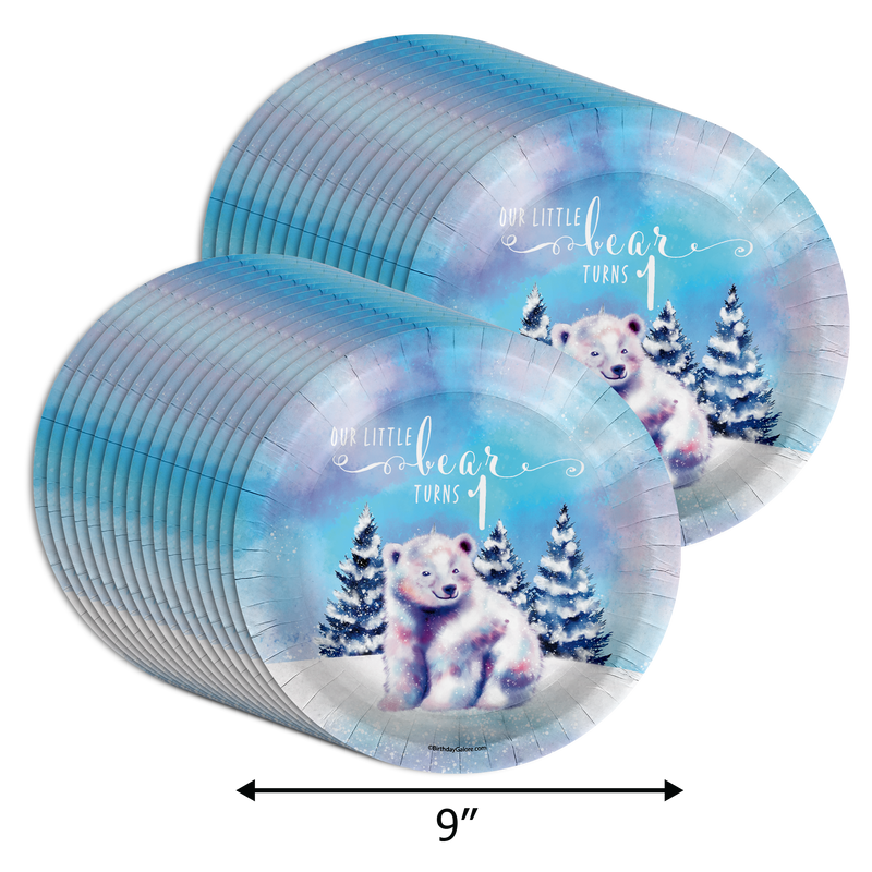 Our Little Polar Bear Is Turning One 1st Birthday Party Tableware Kit For 16 Guests 64 Piece