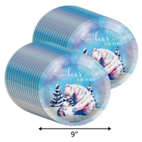 Little Polar Bear On The Way Baby Shower 9" Dinner Plates 32 Count