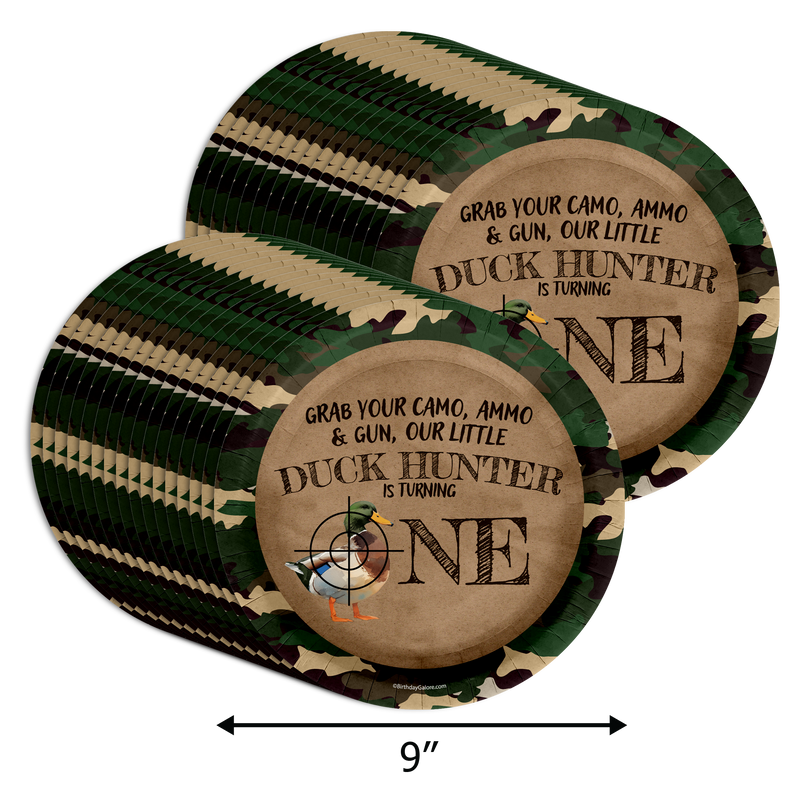 Our Little Duck Hunter Is Turning One 1st Birthday 9" Dinner Plates 32 Count