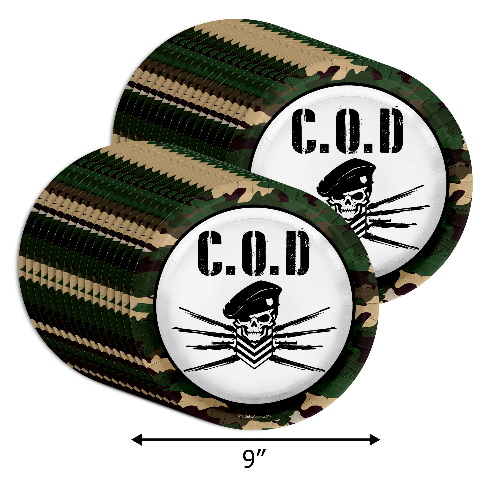 COD Call To Duty Military Game Birthday 9" Dinner Plates 32 Count