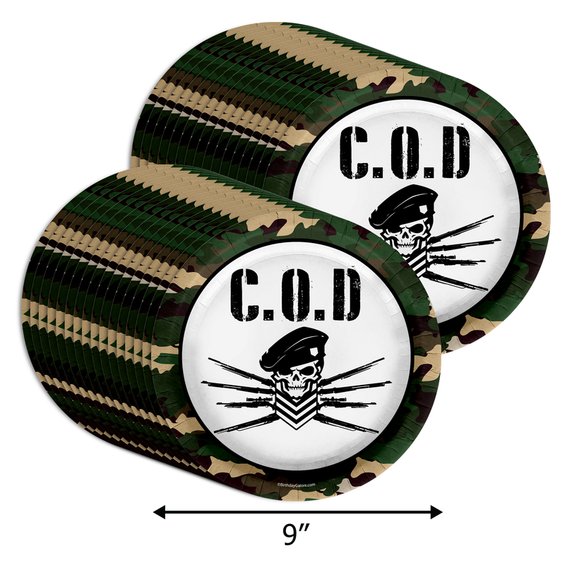 COD Call To Duty Military Game Birthday 9" Dinner Plates 32 Count