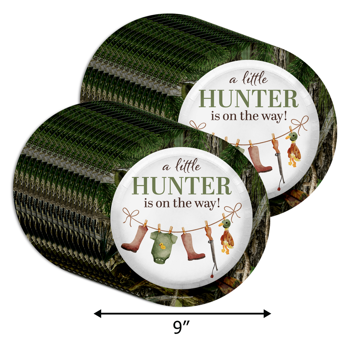 Duck Hunter Baby Shower Party Supplies Large 9" Paper Plates in Bulk 32 Piece