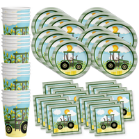 Tractor Time Birthday Party Tableware Kit For 16 Guests