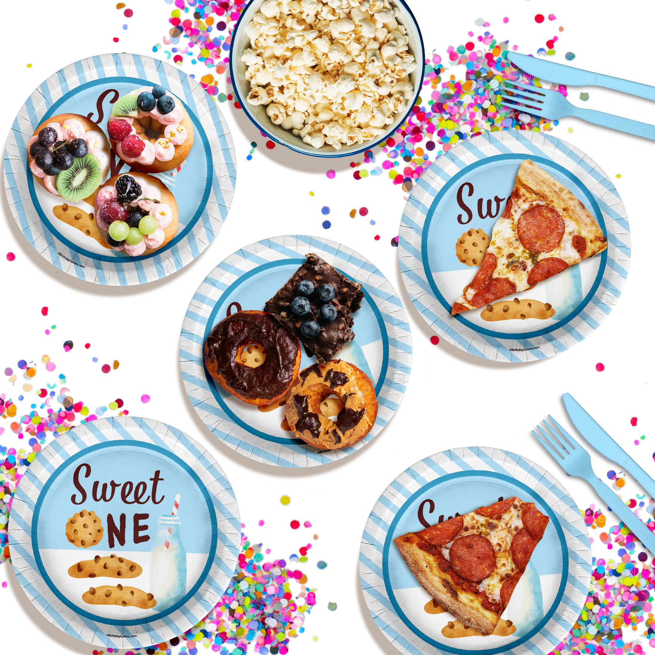 1st Birthday Party Supplies - Sweet One Milk and Cookies Birthday Paper Plates - Large 9" Paper Plates in Bulk 32 Piece