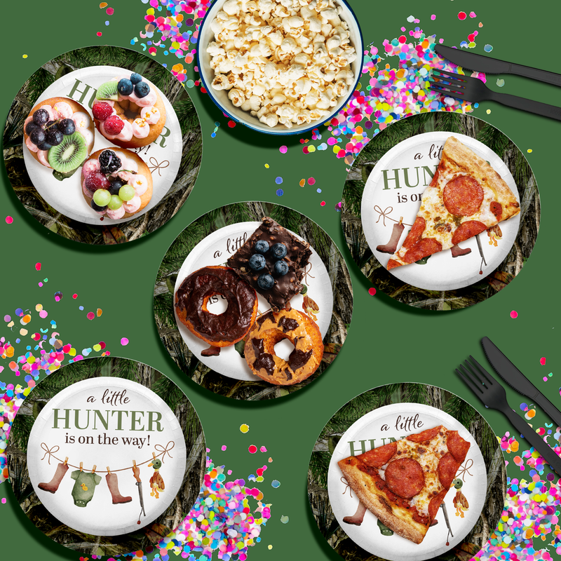 Duck Hunter Baby Shower Party Supplies Large 9" Paper Plates in Bulk 32 Piece