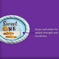 1st Birthday Party Supplies - Sweet One Milk and Cookies Birthday Paper Plates - Large 9" Paper Plates in Bulk 32 Piece