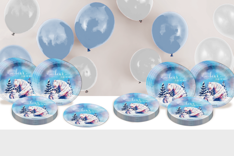 Little Polar Bear On The Way Baby Shower 9" Dinner Plates 32 Count