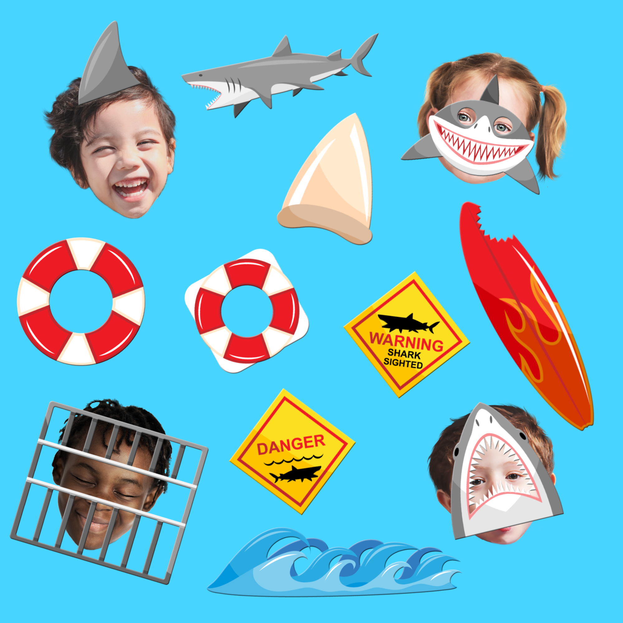 Shark Photo Booth Props Kit 20 Pack